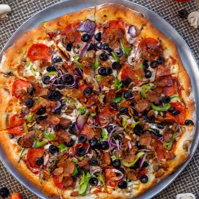 Uncle Ernie's combo pizza.
