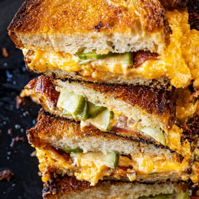 Grilled cheese with bacon sandwich.