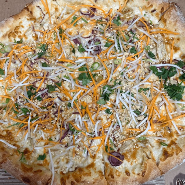 Thai chicken pizza.