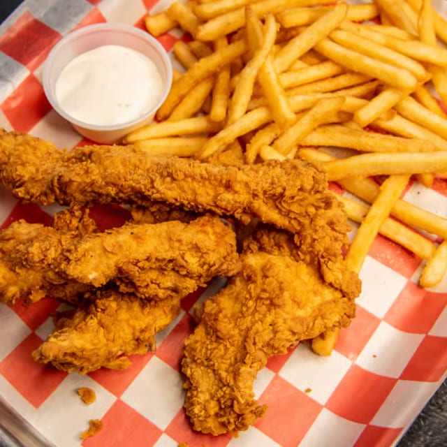Chicken Tender And Fries.